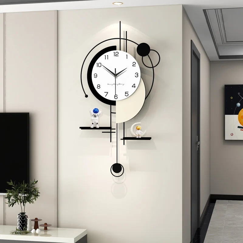 2025Reloj de pared simple y moderno para sala de estar, decoración del hogar de alto sentido, reloj silencioso, adorno creativo de astronauta, reloj colgante de pared - imagen 3