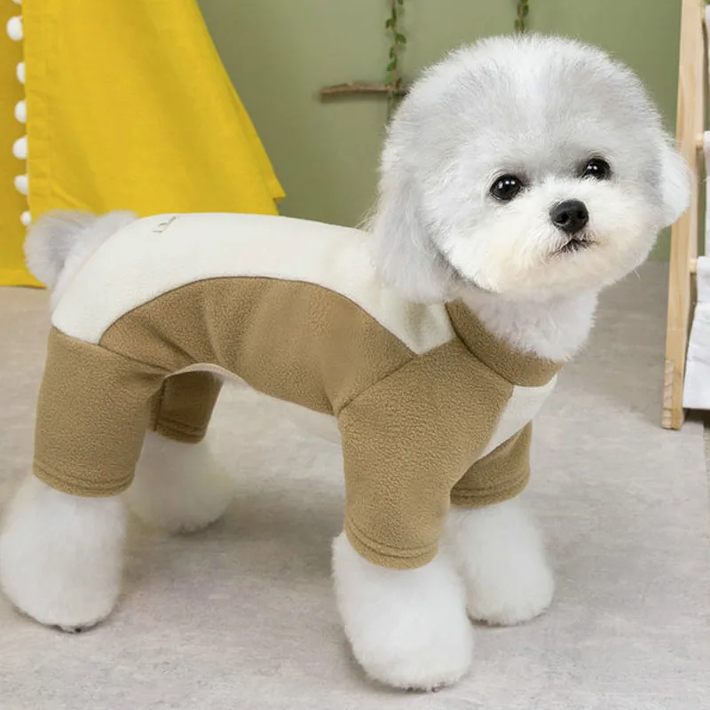 Ropa para perros, mono de lana, monos para perros pequeños y medianos, Dachshund Chiwawa, ropa todo en uno para mascotas, pijamas para cachorros, chándal XS - imagen 5