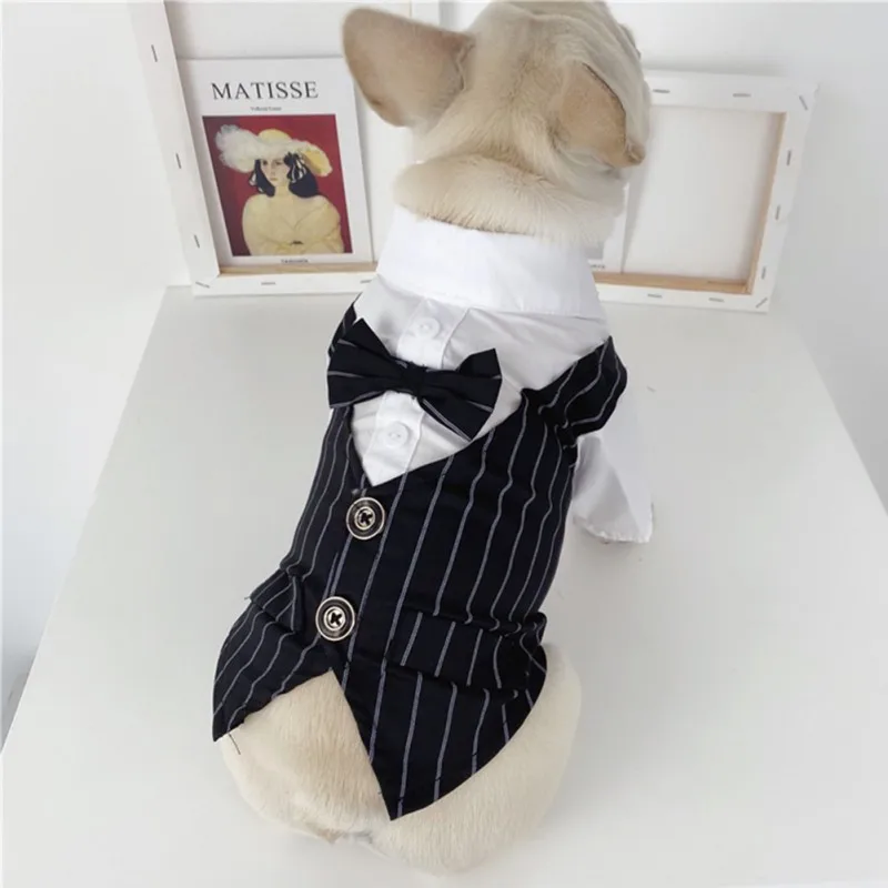 Traje de boda de caballero para perro, ropa Formal, camisa para mascotas, disfraz de Halloween y Navidad para perros pequeños, esmoquin de pajarita para Chihuahua