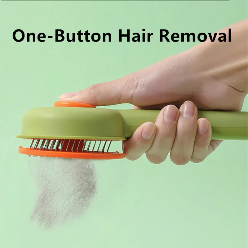 Peine de Acero Inoxidable para Gatos con Cepillo de Masaje y Removedor de Pelo de Un Botón - imagen 3