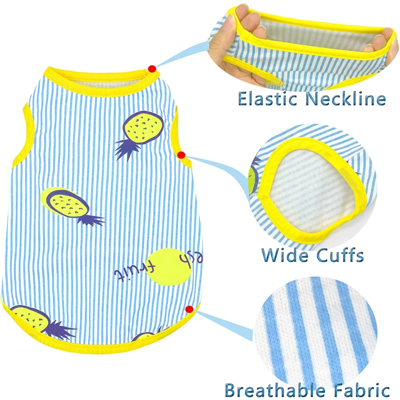 Camisa con falda para perro, Camisetas estampadas a rayas, chaleco de algodón, vestido plisado, ropa para cachorros, ropa para mascotas de verano para perros pequeños y medianos y gatos - imagen 2