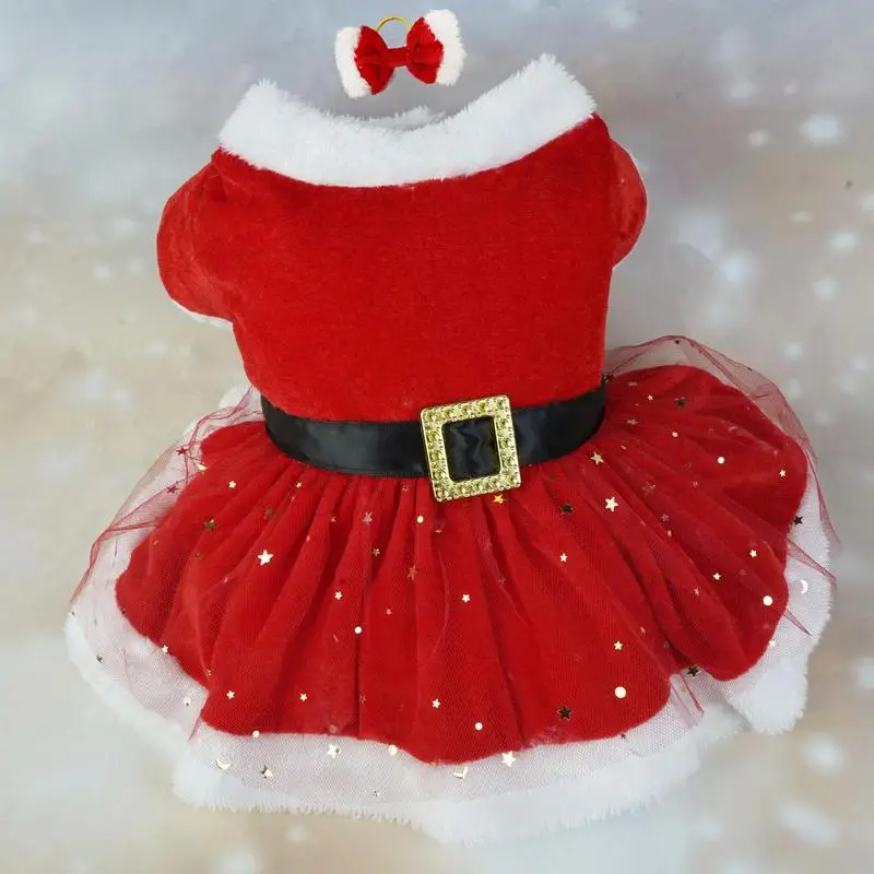 Disfraz navideño para perro, traje de Papá Noel, red brillante para perro, gato, traje de vacaciones de Navidad para perros pequeños y medianos - imagen 5