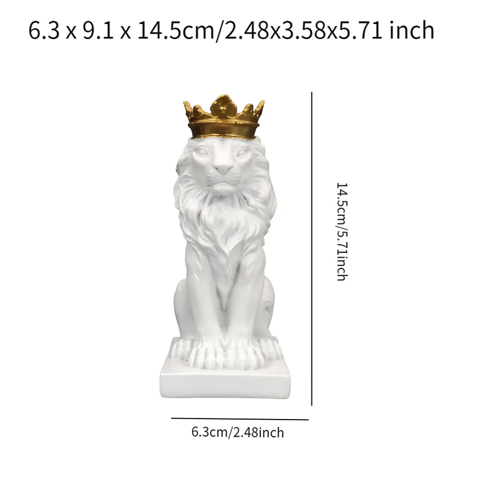 Lion with Crown Figurine Tabletop Ornament Handicraft Height 14.5cm Handmade Craft for Home Office Lightweight Multifunctional