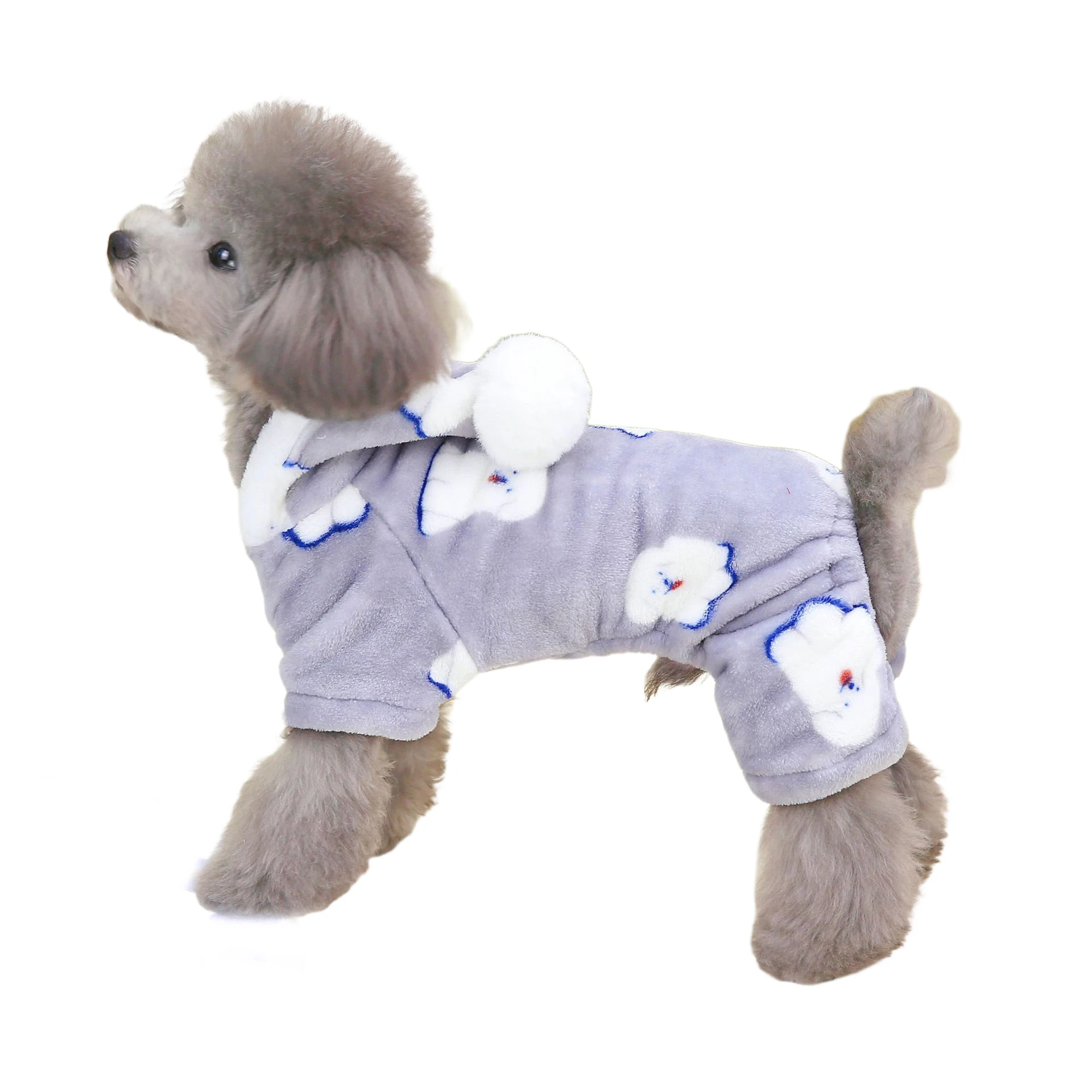 Ropa de invierno de terciopelo grueso para perros pequeños, pijamas para cachorros lindos, abrigo con capucha, Mono para clima frío, trajes para mascotas - imagen 2