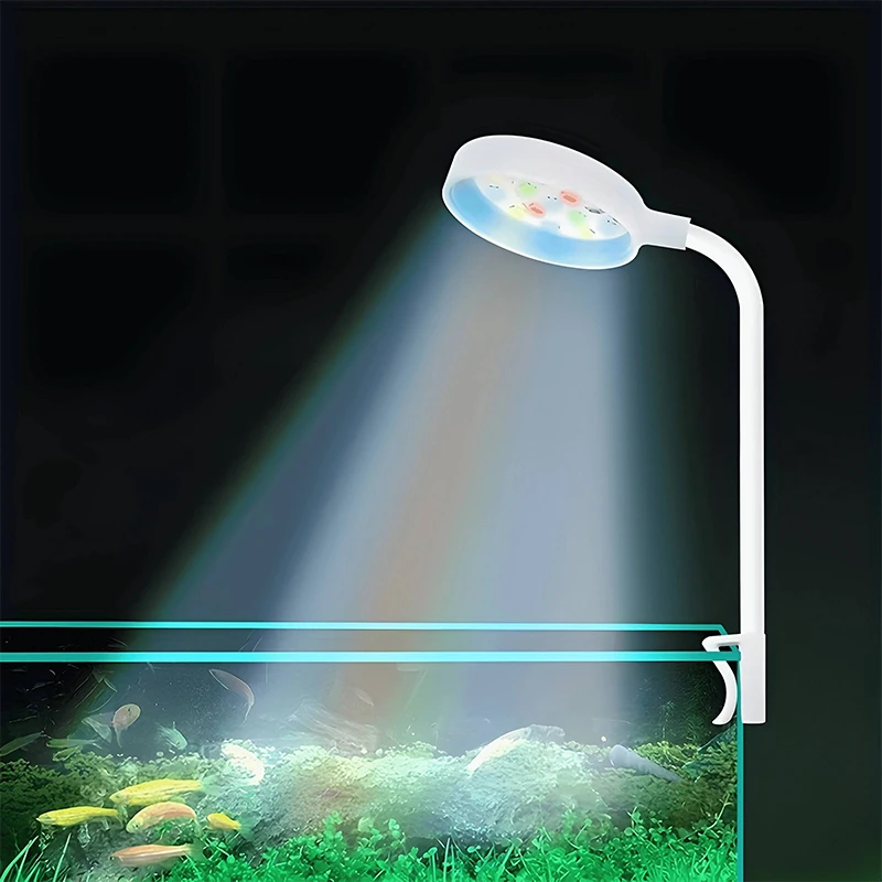 Luz de acuario con adaptador LED Clip en luz de pecera, pequeña luz USB de espectro completo 360 ° Iluminación de rotación - imagen 3