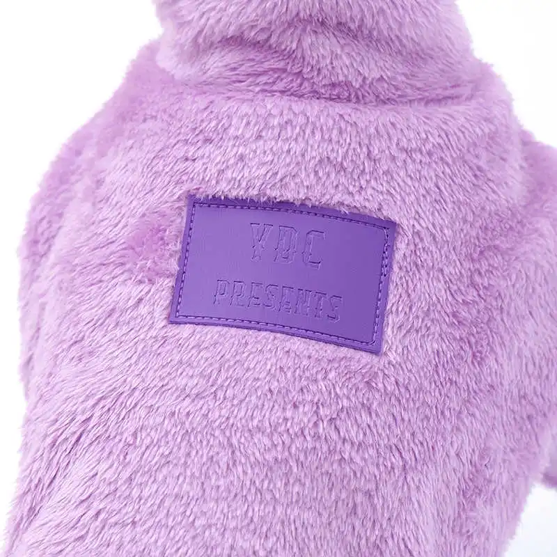 Suéter morado de dos patas de felpa larga para galgo Invierno Mangas largas Cuello alto Abrigo cálido grueso para caniches Whippet Loungewear - imagen 5