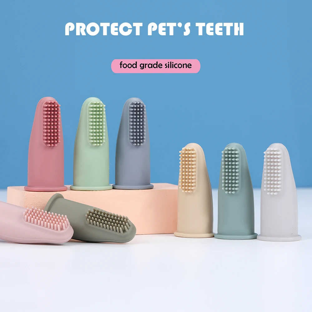 Cepillo de dientes de silicona para perros y gatos, herramienta de Limpieza de dientes de dedo, súper suave, cuidado del mal aliento, no tóxico, suministros de limpieza - imagen 2