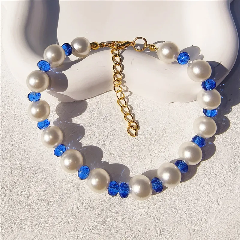 Nuevo Collar para mascotas, Collar de perlas para perros y gatitos, decoración de cristal ostentoso, Collar para gatos, accesorios ajustables para fiestas y vacaciones para gatos - imagen 4