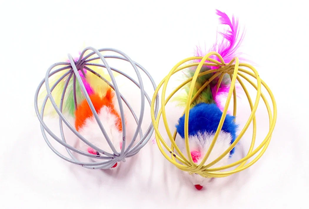 Varita de juguete para gatos, varita de plumas con campana, jaula para ratón, juguetes de plástico Artificial colorido, juguete de rompecabezas para gatos, suministros para mascotas, Color aleatorio, 1 ud. - imagen 4
