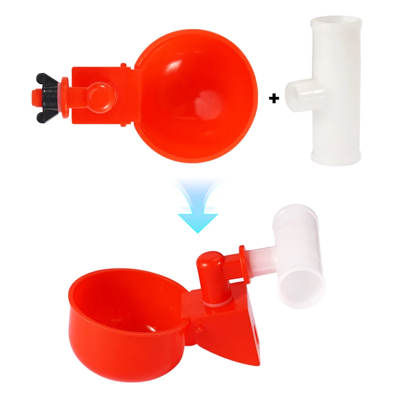 Bebedero automático para tazas de agua y pollos, 12/24 Uds., con tubería de agua de 1/2 pulgadas, alimentador para aves de corral, Kit de cuencos para gallinas, bebedero grande - imagen 4