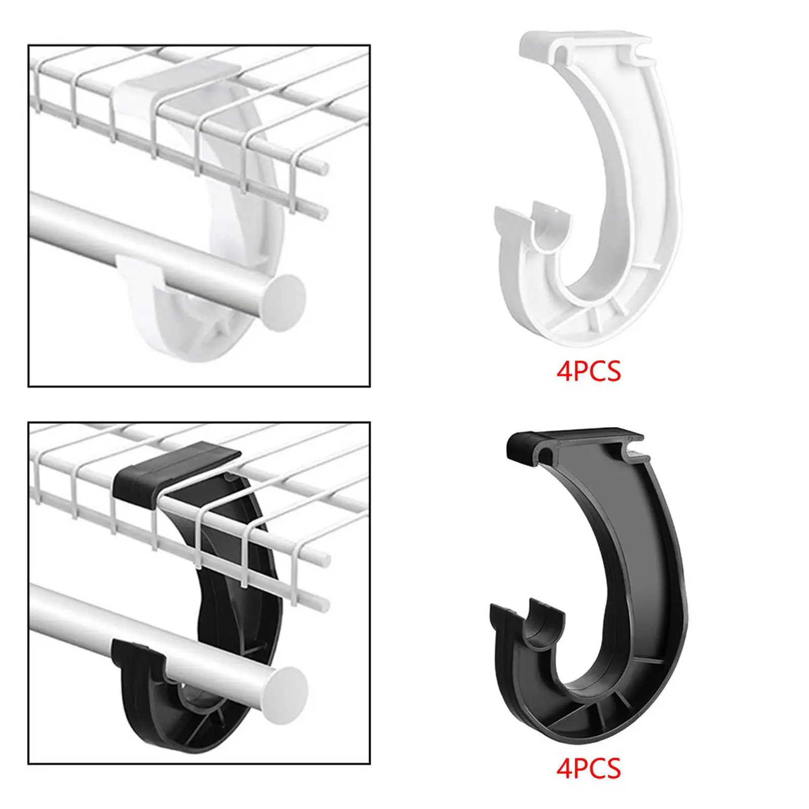 4Pcs Closet Rod Support Bracket 3/4 Sturdy Pipe Hanger Bracket J Type Hooks Hanging Rod Support Hanging Bar Rod Support