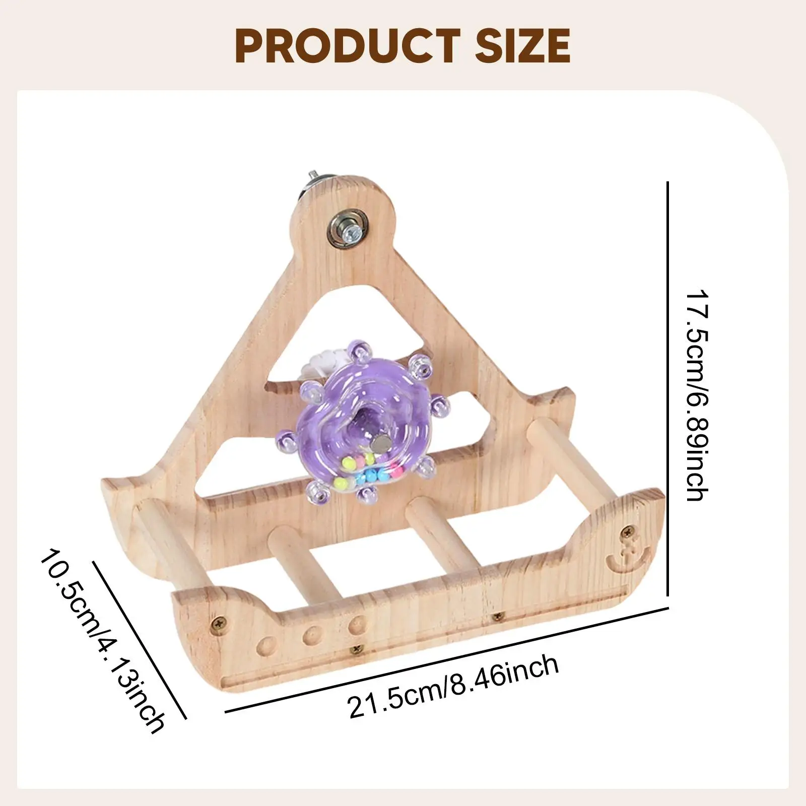 Bird Perch Toy Decoration Wood Exercise Wheel Birdcage Accessories Bird Enrichment Toy Rocking Parakeet Toy for Conures Budgies
