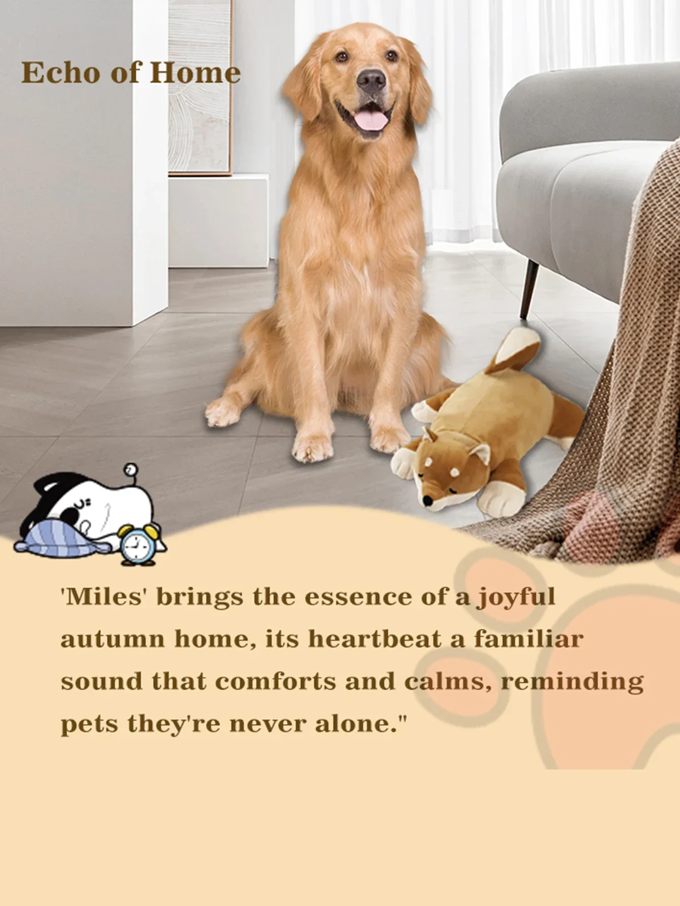 Juguete de peluche para perro Akita, cachorro, latido del corazón Alivio del estrés de las mascotas y ayuda calmante, juguete de estrés de separación de cachorros - imagen 4