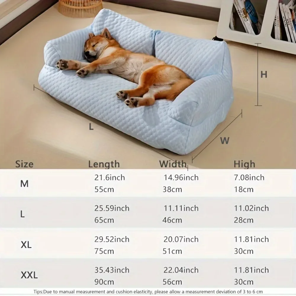 Sofá cama de verano autorefrescante para perros y gatos pequeños y medianos, seda de hielo, perla, algodón, extraíble, lavable, cama para mascotas con fondo antideslizante - imagen 2