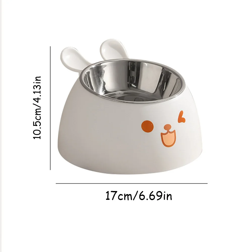 Lindo cuenco elevado con orejas de conejo para gatos, cuenco de acero inoxidable para comida/agua para perros y gatos, plato de alimentación antideslizante para mascotas, - imagen 5