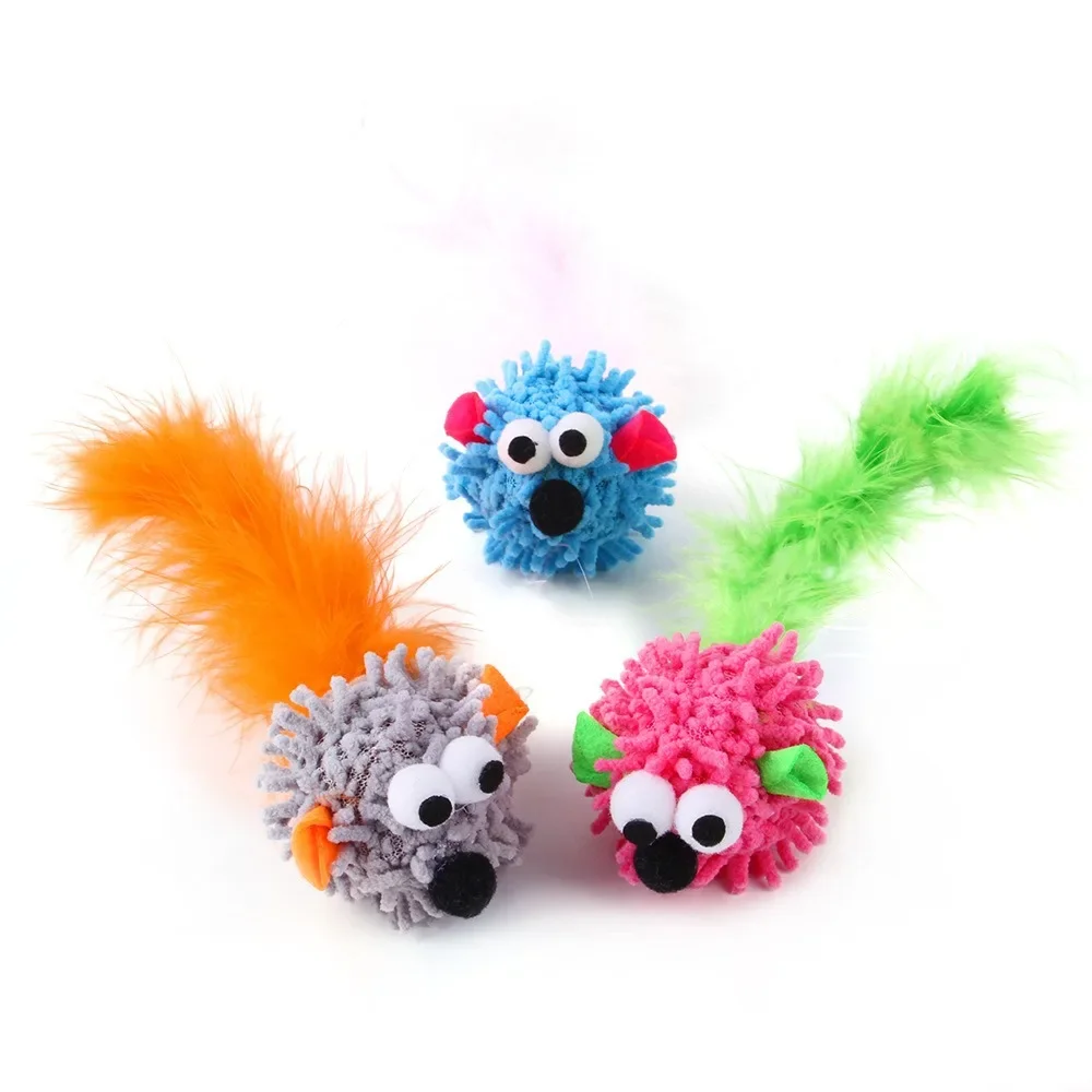 Juguete de felpa para mascotas, juguete de Simulación interactiva, divertido, ratón, pluma, suministros para gatos, juego de persecución para gatos, 1 piezas - imagen 2