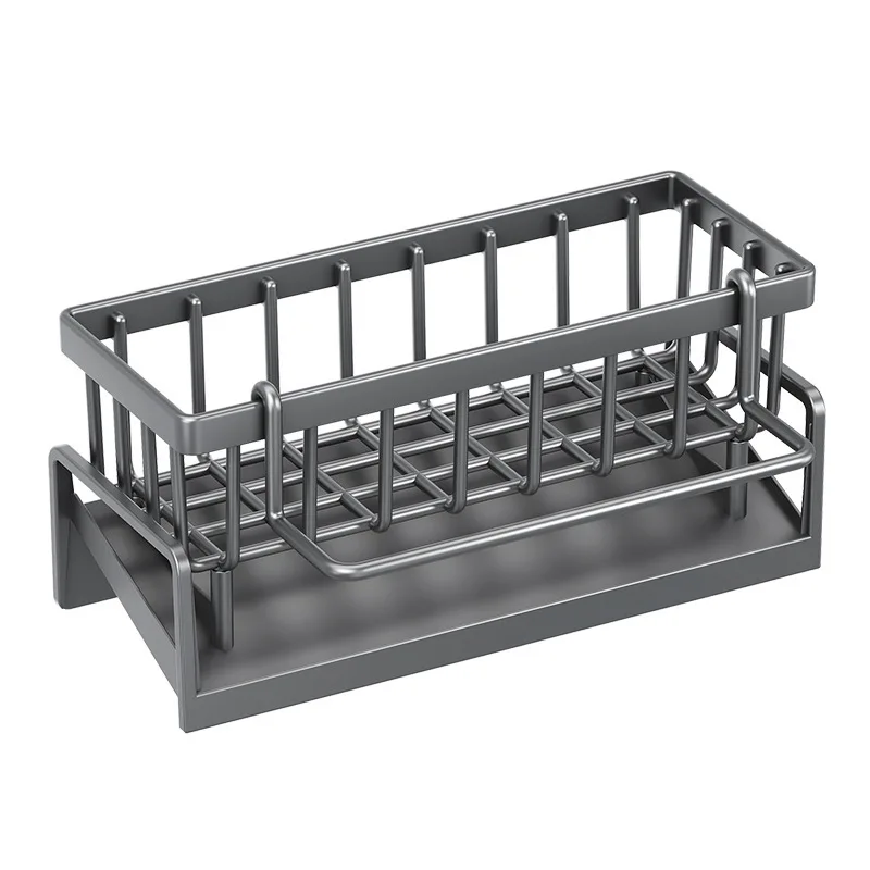 Estante de drenaje para fregadero de cocina, organizador de plástico autodrenante, soporte para esponja y jabón, toallero, cesta de filtro - imagen 5