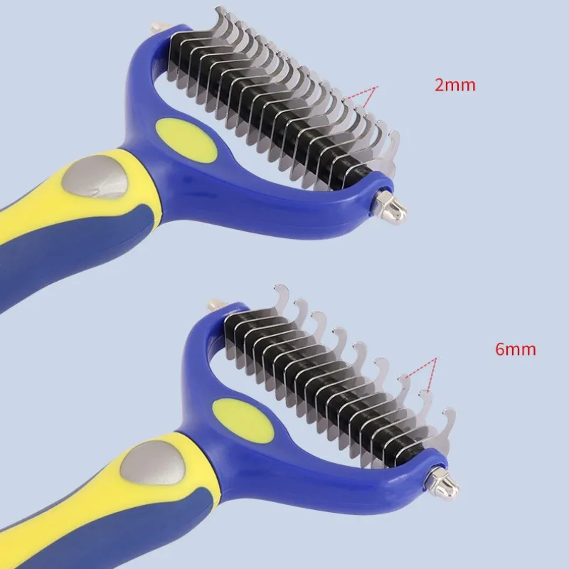 Cepillo de doble cara para perros, peine con cuchillo para limpieza de nudos de pelo, removedor de pelo, accesorios de aseo para mascotas - imagen 4