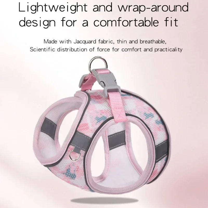 Cat Dog Harness Vest Chest Rope Set Adjustable Pet Harness Vest Breathable Mesh Chest Strap For Small Dogs Cats Printed Leads - imagen 2