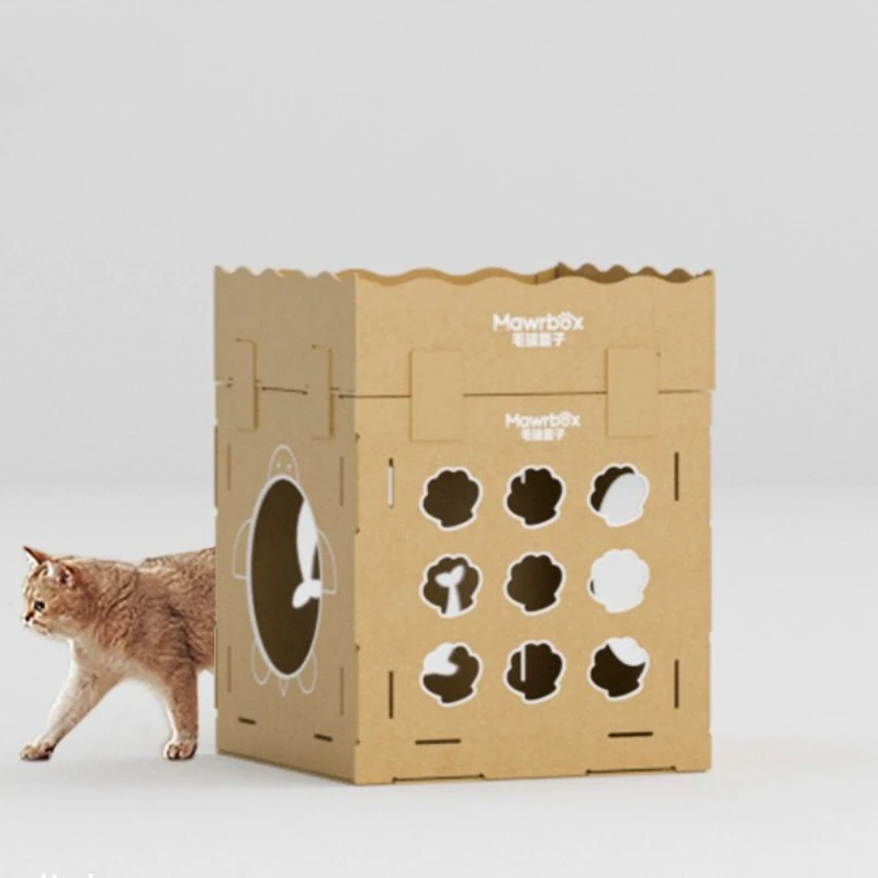 Rascador de cartón para gatos: casa y juguete multifuncional - imagen 4