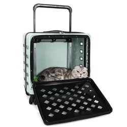 Transportín ventilado con ruedas para gatos y perros pequeños