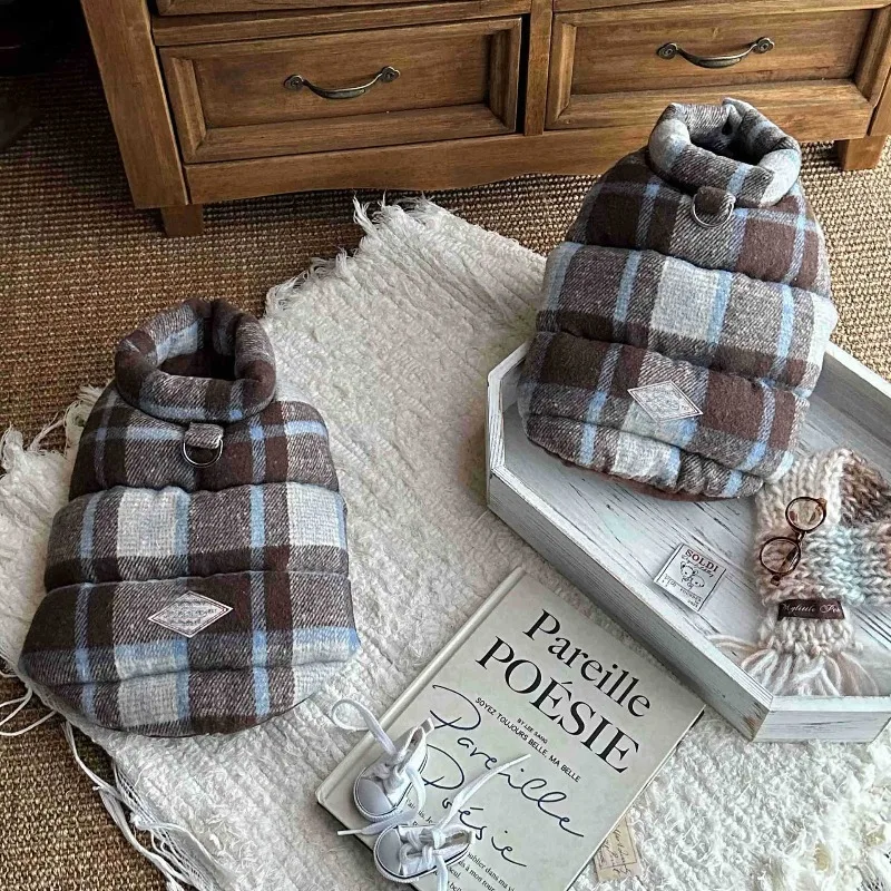Abrigo para mascotas, abrigo grueso a cuadros de invierno, chaleco cálido y cómodo, ropa navideña para perros pequeños, ropa para cachorros, chaquetas - imagen 5