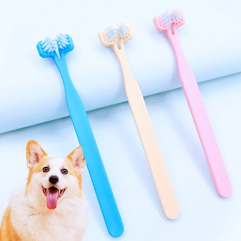 Cepillo de dientes para perros, juego de cepillos de dientes de doble cara para mascotas, cuidado bucal, cepillos de dientes de doble cabezal, juego de 2 uds para limpieza de dientes de perro, productos para mascotas - imagen 2