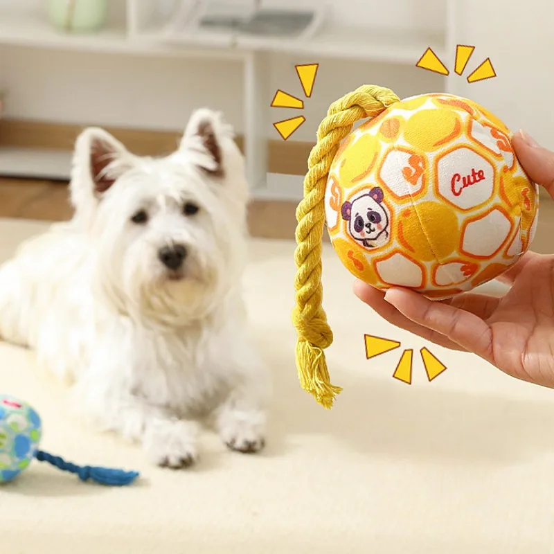 Juguetes chirriantes de lana para perros, suministros interactivos para mascotas, bolas de molienda de dientes resistentes al masticable para interiores, productos de entrenamiento para cachorros - imagen 3