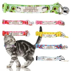 Collar gato personalizado identificación campana frutas - seguro cómodo