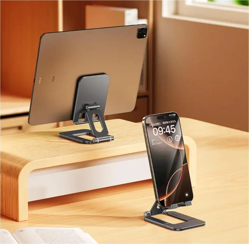 Soporte de teléfono plegable de aluminio para Iphone Samsung soporte sólido para Huawei Xiaomi soporte de mesa de Metal soporte Universal para teléfono - imagen 3