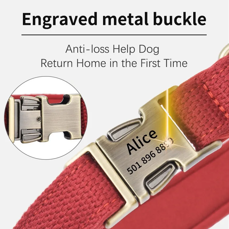 Collar para perro hebilla aleación forro algodón suave - imagen 3