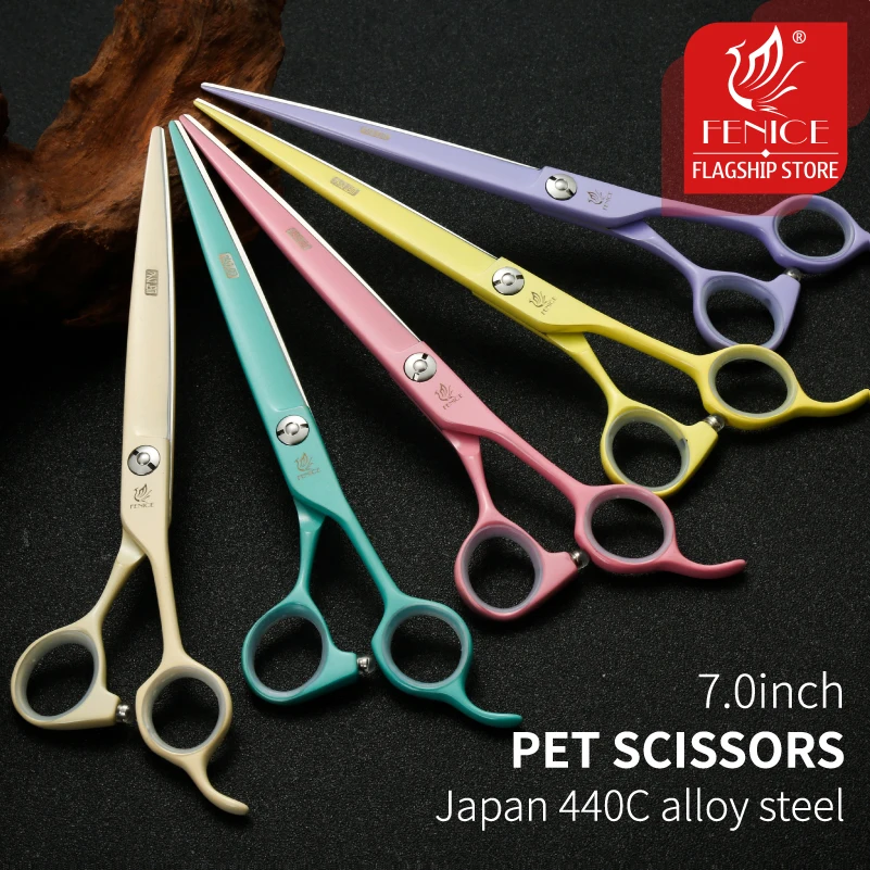 Fenice-Tijeras de corte profesional para mascotas, tijeras rectas coloridas de 7,0 pulgadas para el cuidado de perros, Jp440c - imagen 2