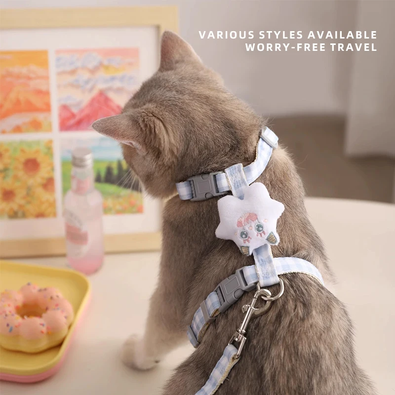 HOOPET Juego de correa de arnés para gatos a prueba de escape, chaleco suave ajustable para caminar, arnés transpirable en forma de H para perros pequeños y C - imagen 4