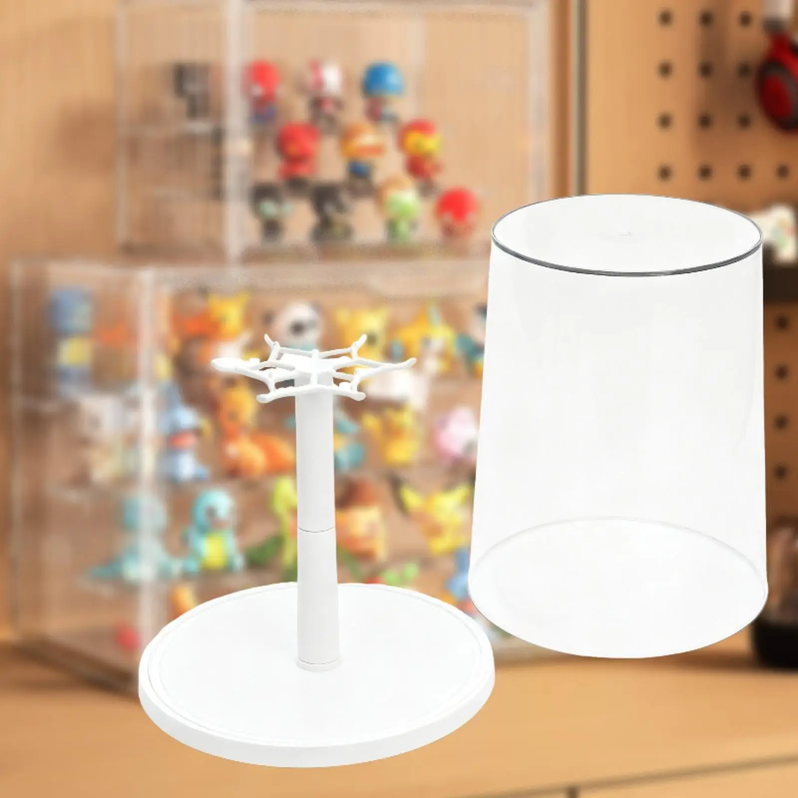 Vitrina transparente giratoria para muñecas, contenedor de exhibición redondo, ligero y elegante, escaparate de mesa transparente