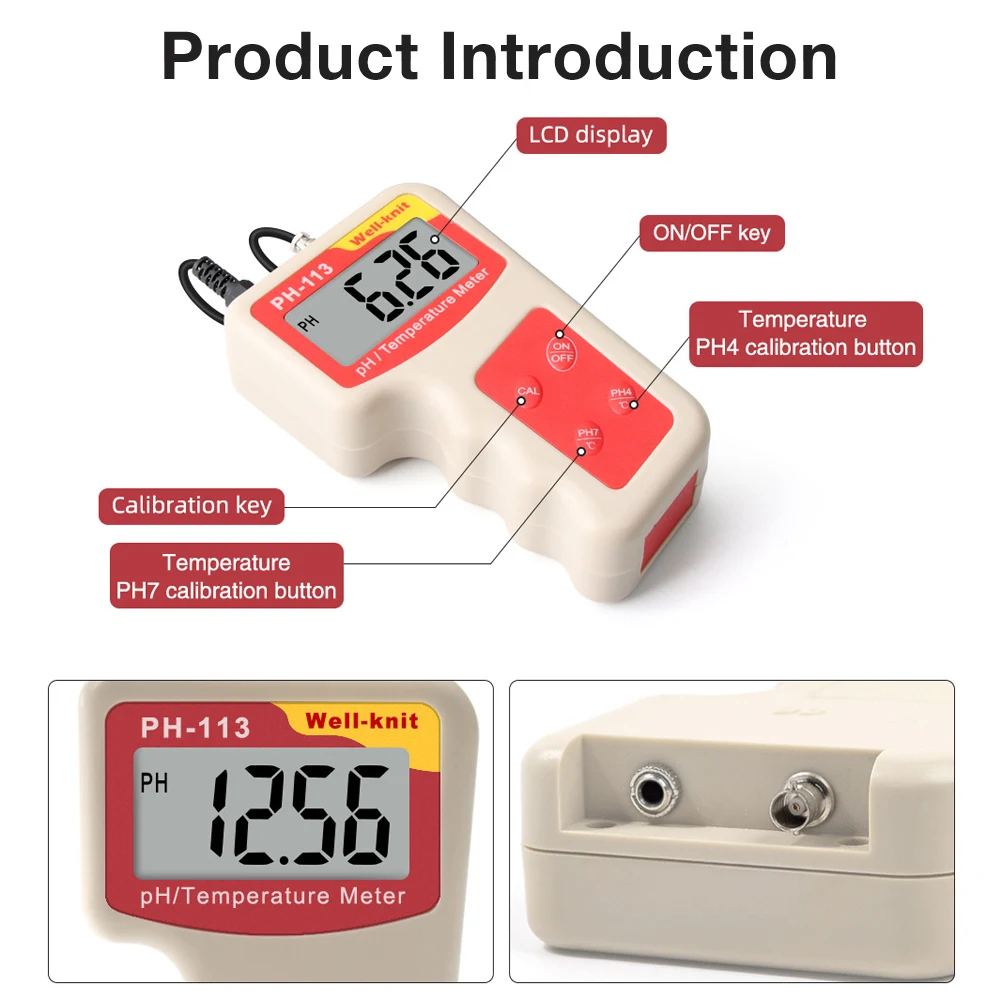 Medidor de pH digital portátil con ATC para acuarios y piscinas - imagen 3