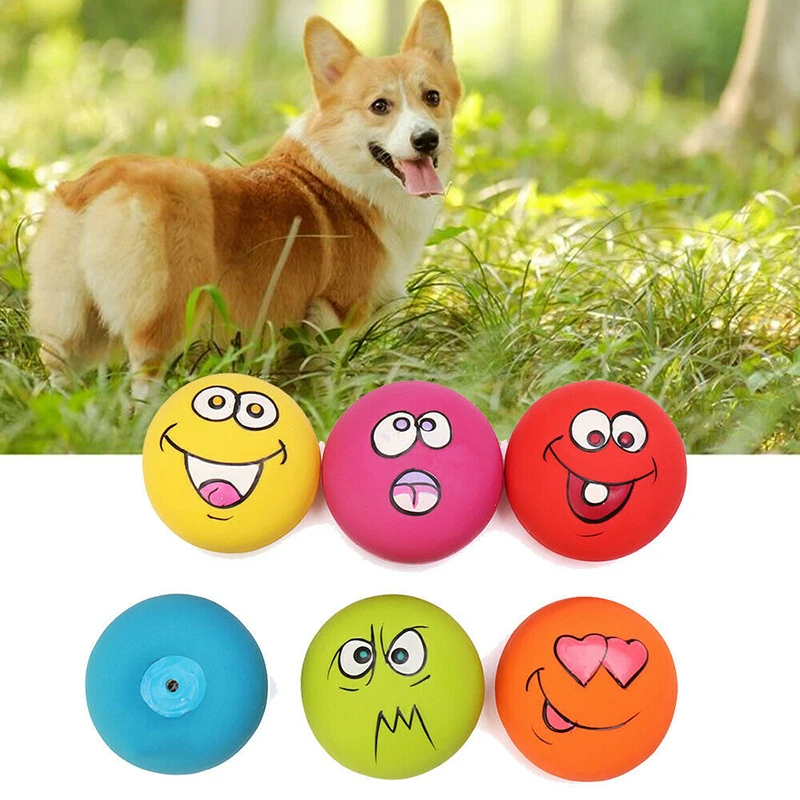 Pelota de goma para masticar para mascotas, juguete con cara brillante, suministros populares para cachorros - imagen 2