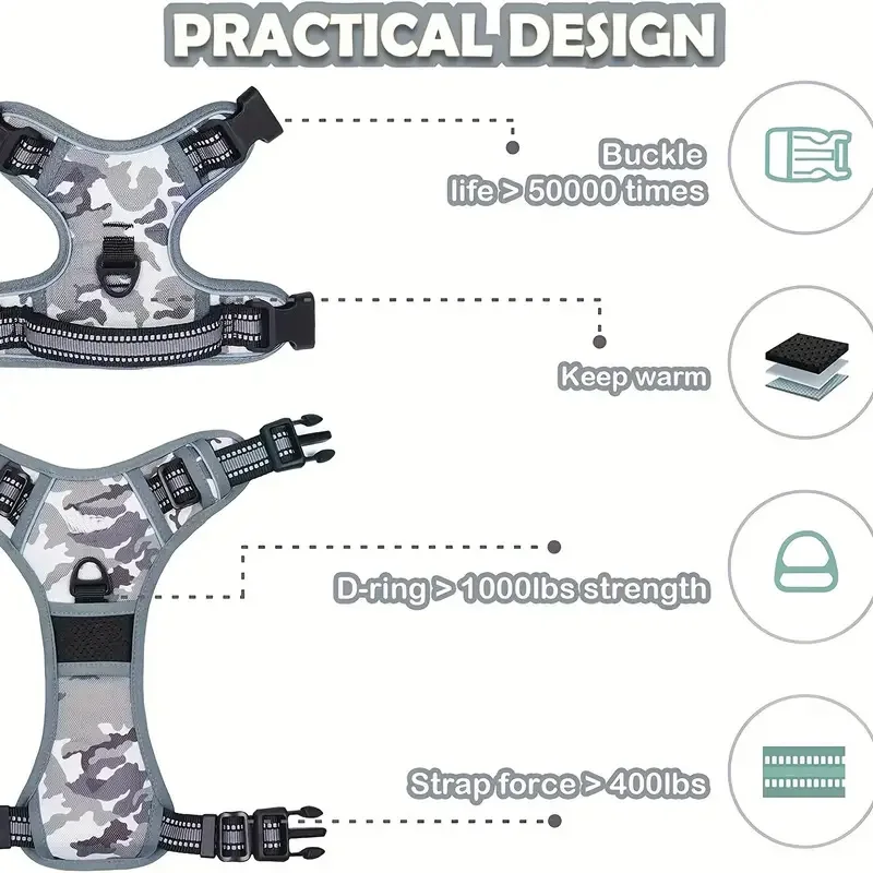 Arnés para perros sin tirones reflectante para caminar fácil con asa para entrenamiento - imagen 4