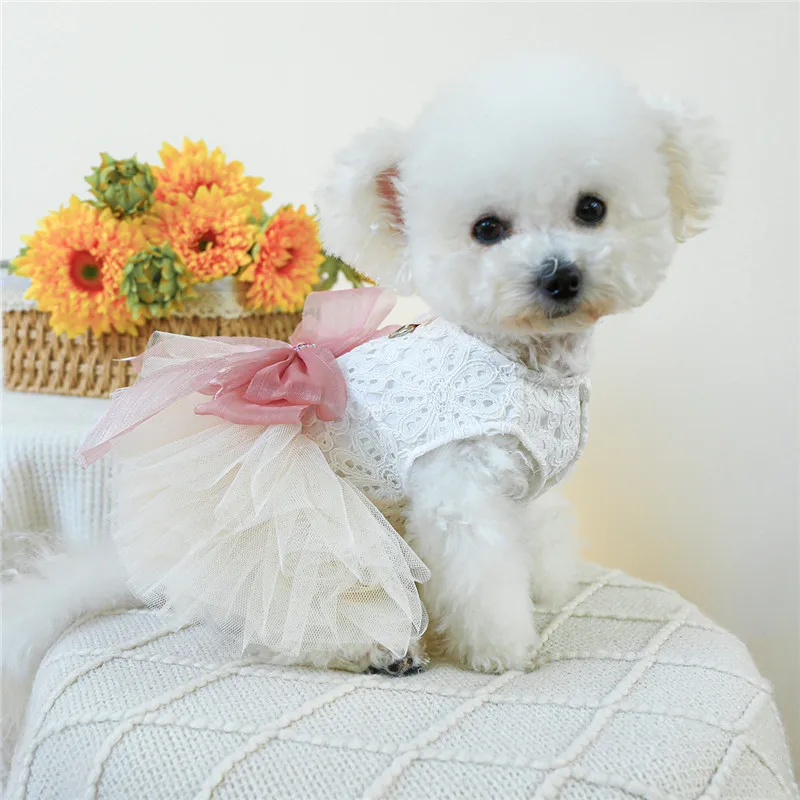 Vestido de fiesta para perros pequeños y medianos – Falda de tul con lazo - imagen 2