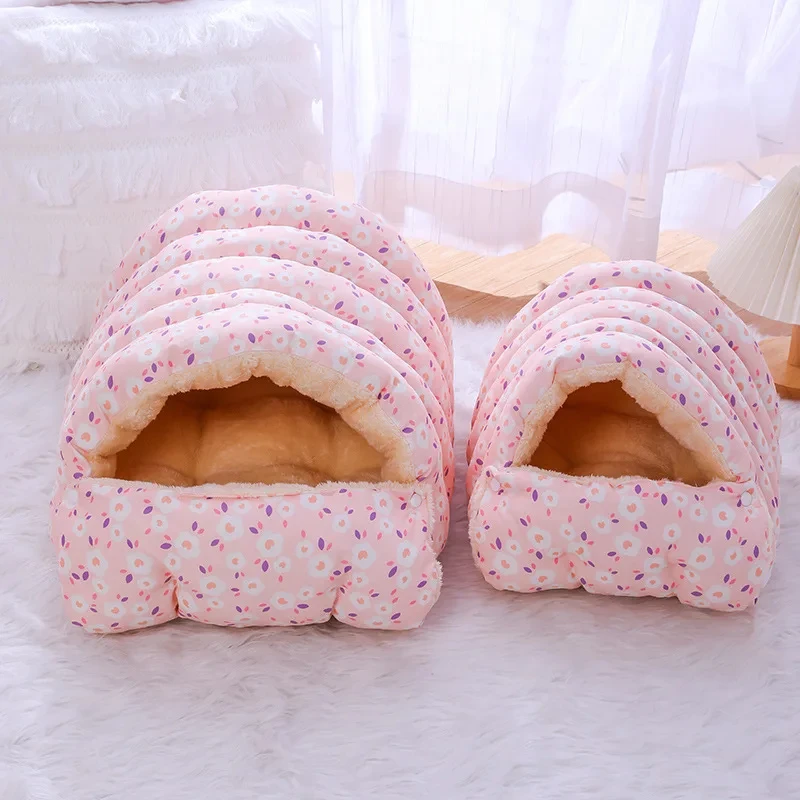 Cama cálida de invierno para gatos, nido para mascotas súper suave y bonito, perrera para perros pequeños, cama para dormir para gatos, cojín para mascotas, estera cálida, accesorios para animales - imagen 5