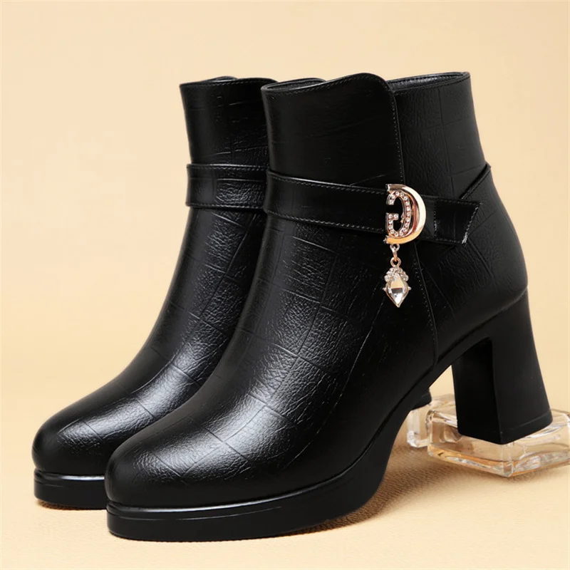 Botines de cuero suave para perros con felpa invierno - imagen 2