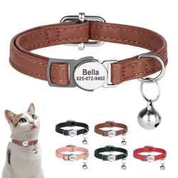 Collar de gato personalizado en cuero PU con grabado gratis