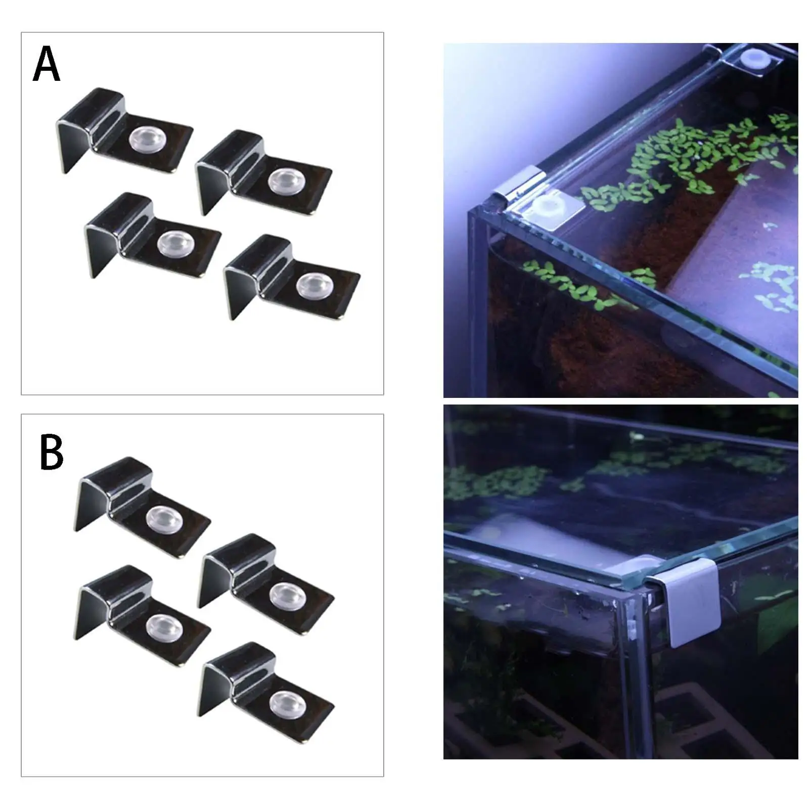 4 Pieces Aquarium Stands Fish Tank Glass Cover Clip Support Holder Stainless Steel Aquarium Glass Cover Lid Bracket Holder