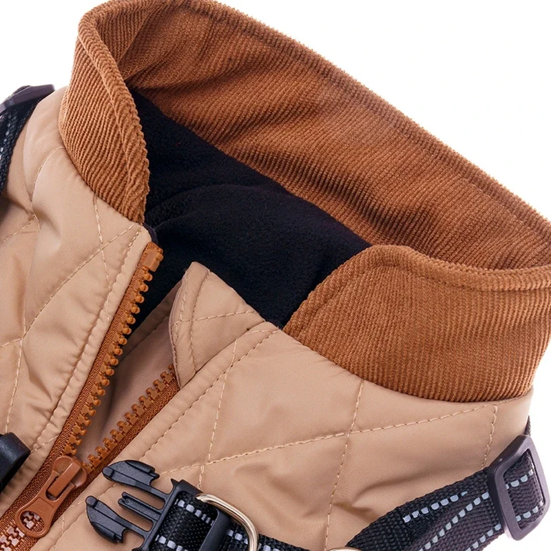 Chaqueta cálida impermeable para perros con arnés, ropa de invierno para perros, abrigo de Bulldog Francés, disfraz para mascotas Chihuahua para perros pequeños y medianos - imagen 5