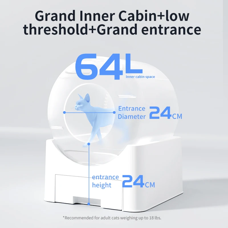 Automatic APP Cat Litter Box Self Cleaning Wifi Closed Cats Litter Box Extra Large Deodorization Kitten Toilet Pet Bedpans - imagen 4