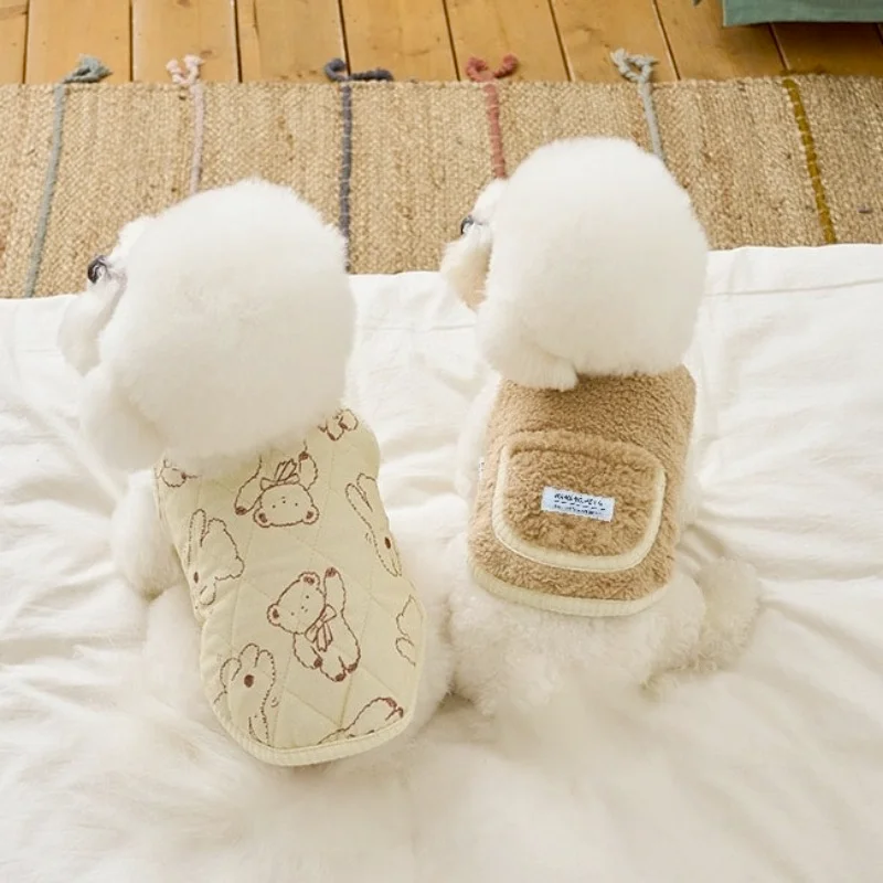 Ropa de invierno de lana para perros, ropa Retro larga de felpa, abrigo de manga corta, chaqueta para perros pequeños, disfraz de cachorro de Bulldog Francés - imagen 2