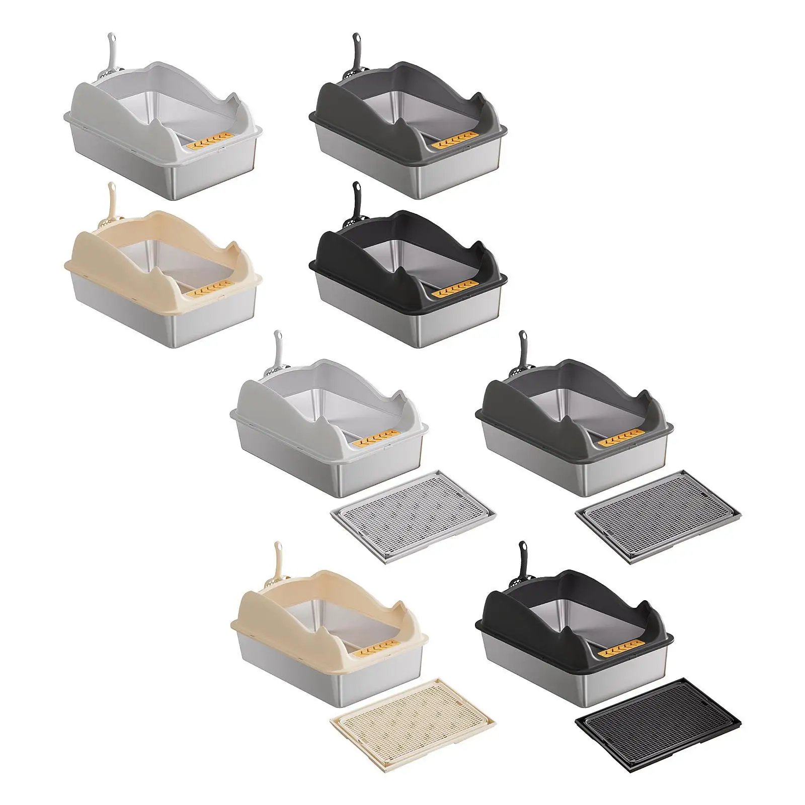 Open Top Pet Litter Box Easy to Clean Cat Sand Box Container for Indoor Cat