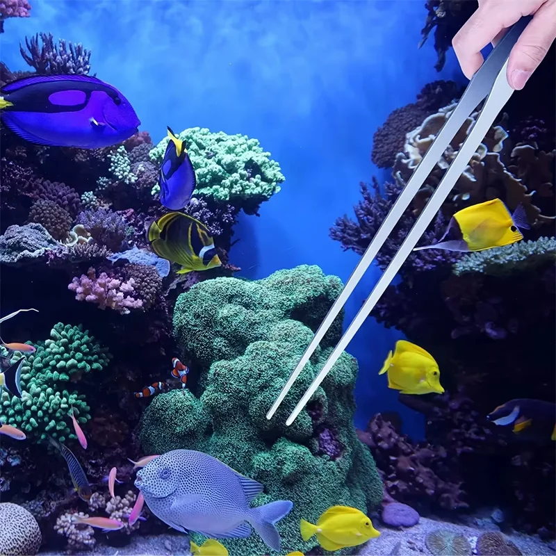 Pinzas para acuario de acero inoxidable de 48cm, herramientas para plantas y paisajes, pinzas rectas y curvadas, pinzas de alimentación acuática - imagen 2