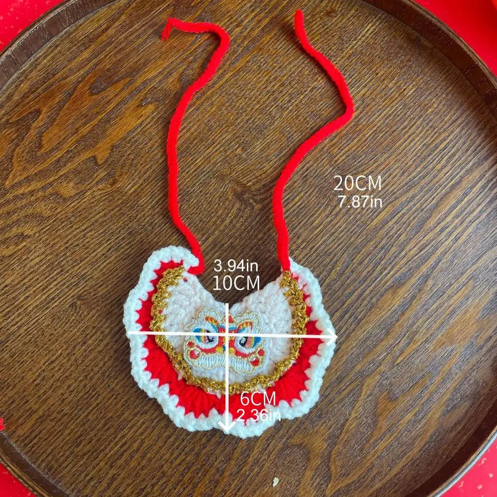 Babero de ganchillo para mascotas, babero para gatos de Año Nuevo Chino, Collar rojo para mascotas de la fortuna para gatos y perros pequeños, accesorio de vestir festivo