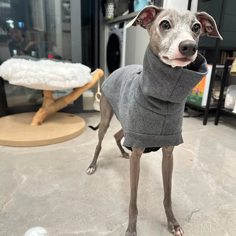 Chaleco de cuello alto para mascotas, ropa cálida de tela de alta calidad, Galgo Italiano, gris, pequeño, mediano, grande, Otoño e Invierno