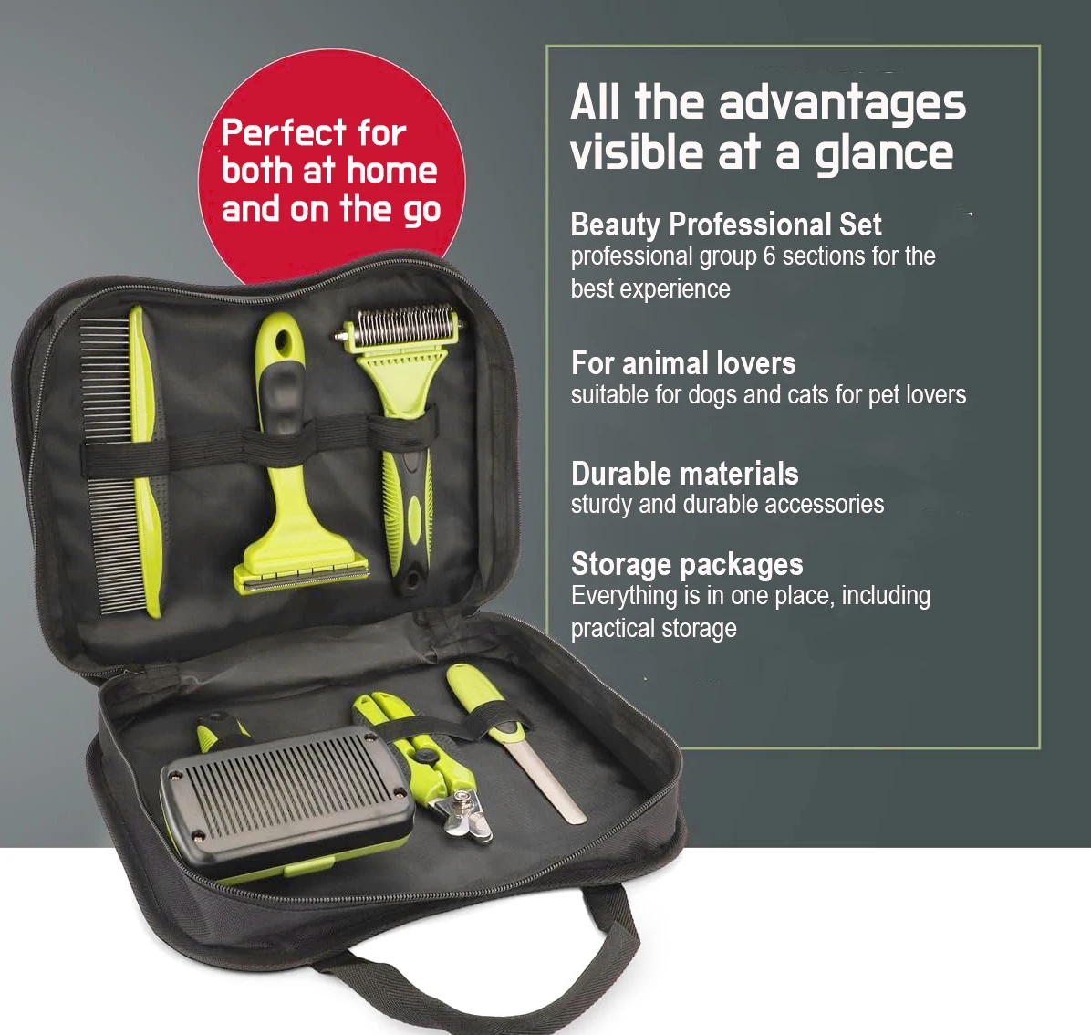 Juego de aseo profesional para perros y gatos, cepillo de masaje para gatos, cepillo de limpieza, cepillo de capa inferior, 6 piezas - imagen 2